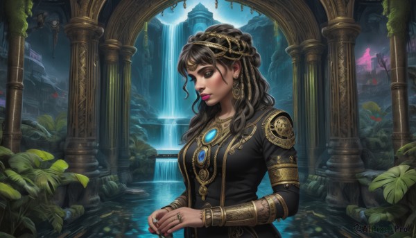 A female portrayed in a refreshing scenery