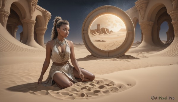 A female in a serene desert