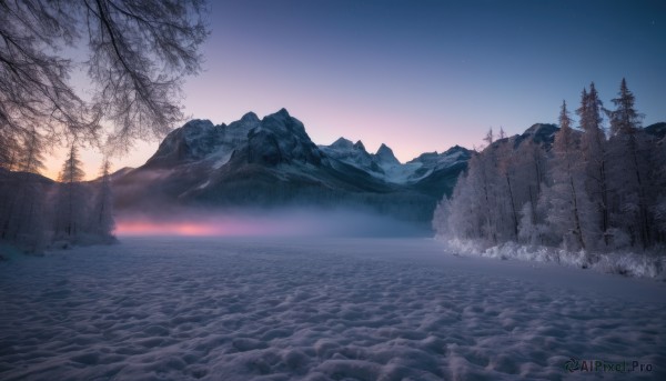 A vivid snowy outdoors showcasing a landscape