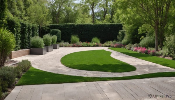 A vivid day showcasing a garden
