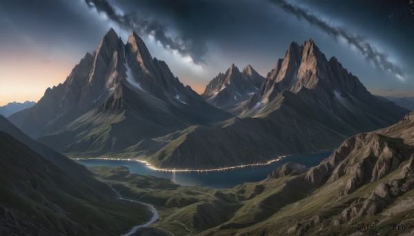 A vivid sunset outdoors showcasing a landscape