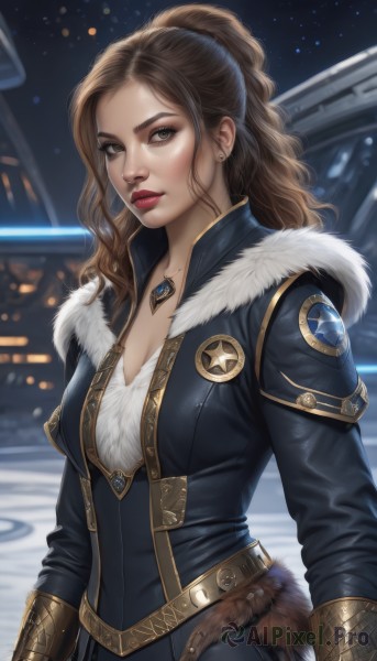 Snowy snow brought to life with a serene female