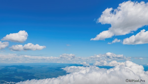 outdoors,sky,day,cloud,water,blue sky,no humans,ocean,cloudy sky,scenery,blue theme,horizon,monochrome