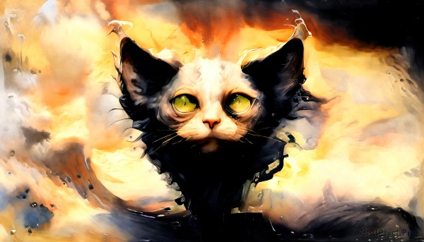 A peaceful fiery smoke with a cat