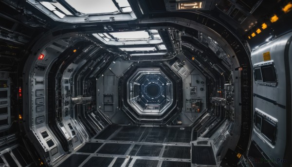 signature,no humans,window,from above,scenery,machinery,science fiction,realistic,space,spacecraft,cockpit,artist name,robot,light,planet,lights