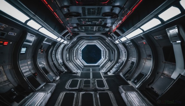 dutch angle,no humans,scenery,machinery,science fiction,realistic,space,spacecraft,cockpit,indoors,cable,machine