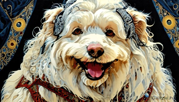 A dog framed by the beauty of a majestic dynamic scene