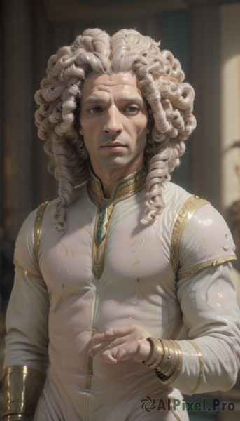 A male surrounded by a serene dynamic scene