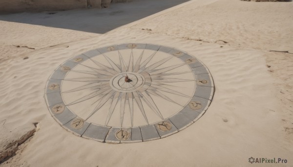 solo,outdoors,day,no humans,shadow,scenery,1other,sand,desert,footprints,very wide shot,still life