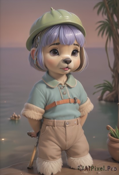 A child in a tranquil sunset outdoors