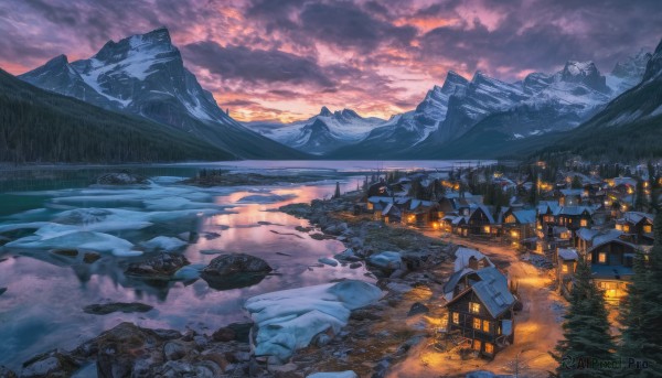 A delightful capture of a landscape within snowy outdoors
