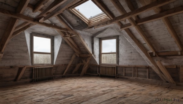 outdoors,sky,day,indoors,no humans,window,chair,sunlight,building,scenery,wooden floor,stairs,door,railing,wall,ruins