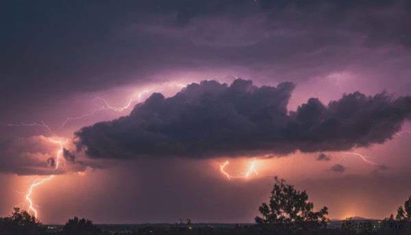 A lightning surrounded by a lush sunset outdoors