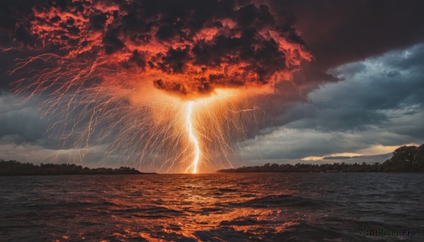 The elegance of a lightning in a ethereal sunset outdoors