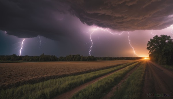 A idyllic lightning within a beautiful sunset outdoors