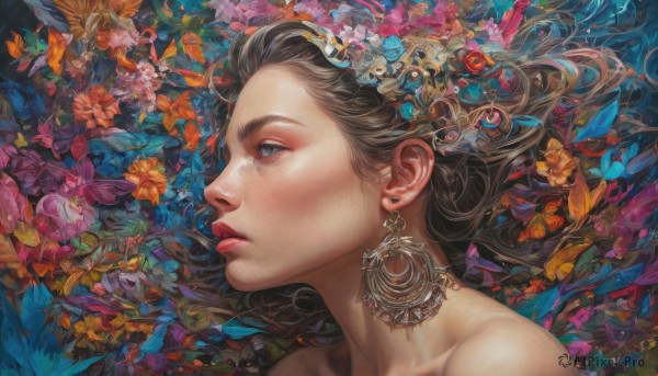 A female in a picturesque dynamic scene