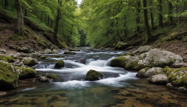 A vivid day showcasing a waterfall