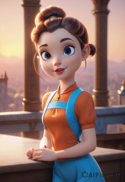 The charm of a child in a bold sunset outdoors