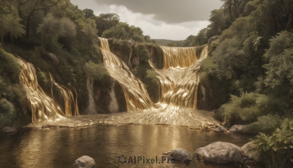 outdoors,sky,day,cloud,water,tree,no humans,cloudy sky,grass,plant,nature,scenery,forest,reflection,rock,mountain,river,waterfall,landscape,lake,snake