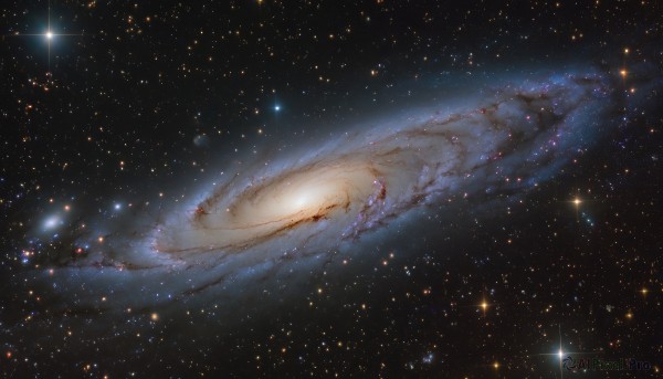An iconic galaxy framed by a calm outdoors