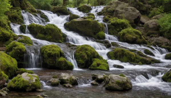 The wonder of a waterfall in a bold day
