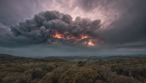 A landscape surrounded by a lush fiery day