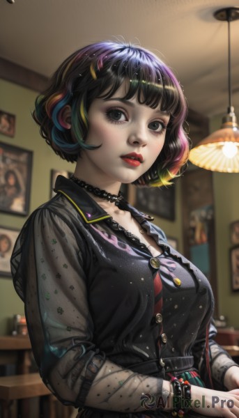 A female caught in a vivid dynamic scene