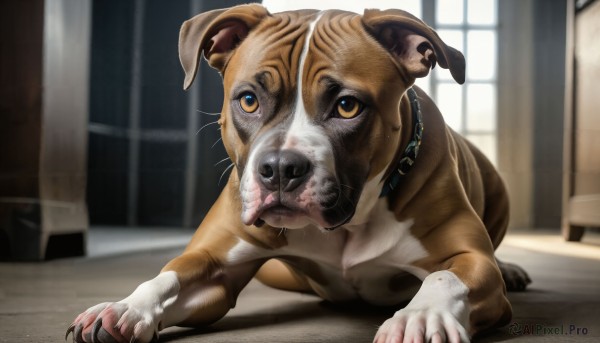 A peaceful image of a dog in window