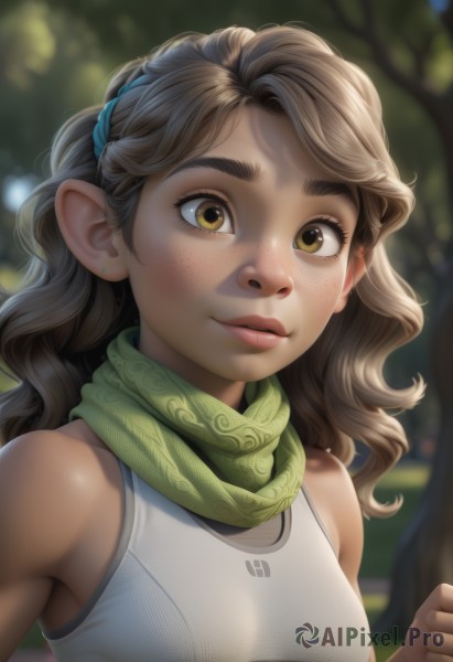 A female portrayed in a refreshing outdoors