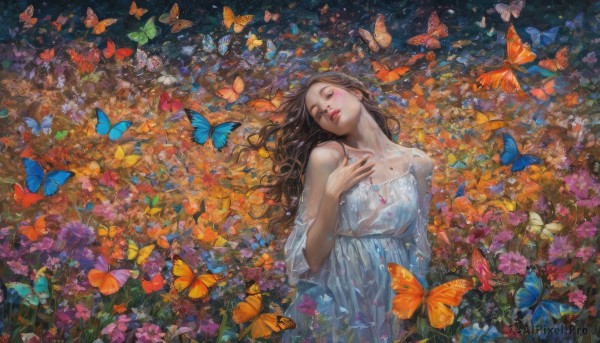 The wonder of a butterfly in a peaceful dynamic scene