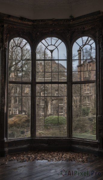 outdoors,sky,day,cloud,indoors,tree,no humans,window,building,scenery,snow,wooden floor,architecture,bare tree,church,arch,bird,cloudy sky,mountain,fantasy,clock,ruins,bridge,tower,landscape,carpet,broken window