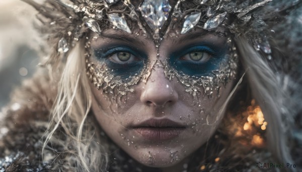 A peaceful image of a female in snowy snow