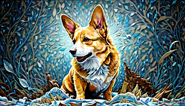 Image of a dog in a beautiful snowy outdoors