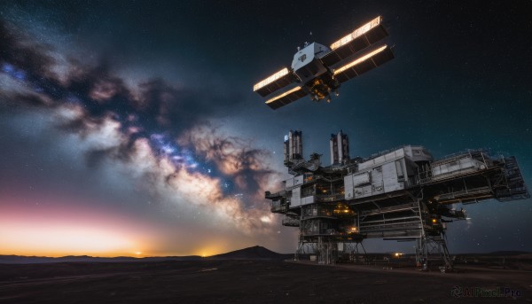 A spacecraft showcased in a vivid fiery outdoors