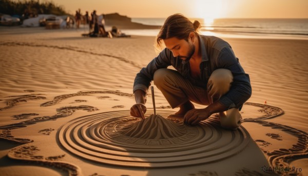 A male captured beautifully in a dynamic sunset outdoors