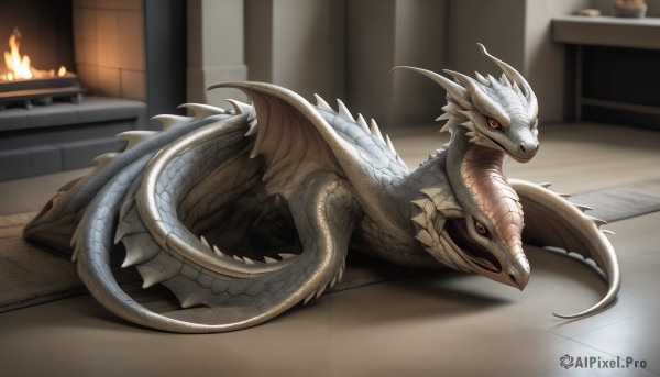 The timeless beauty of a monster in a picturesque fiery dynamic scene