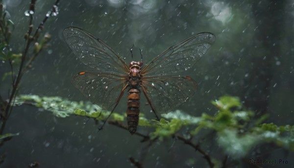 The elegance of a unique subject in a tranquil rainy outdoors