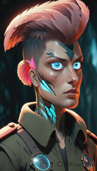 A cyborg amidst a calm dynamic scene