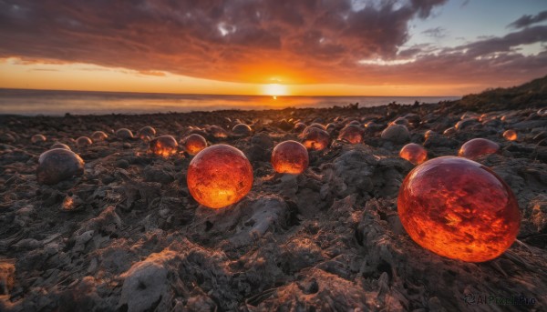 A serene sunset outdoors featuring a landscape