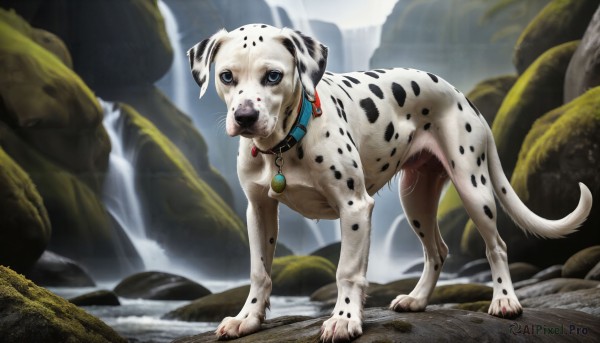 A dog portrayed in a inviting outdoors