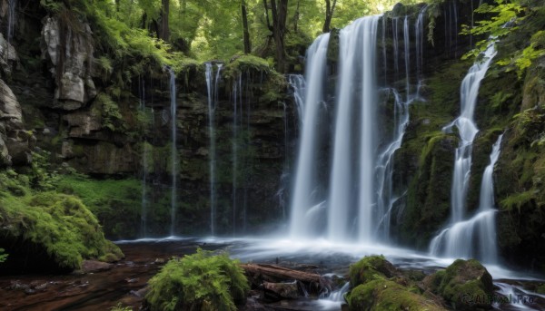 outdoors,day,water,tree,no humans,sunlight,nature,scenery,forest,rock,river,waterfall,moss,grass,plant,bush,landscape,stream