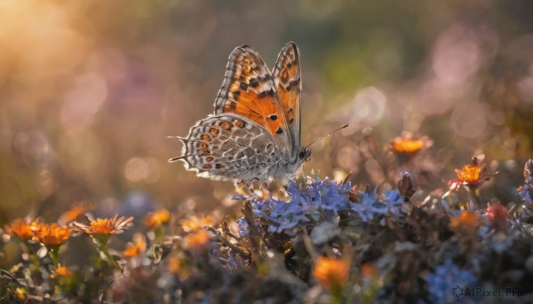 flower, wings, blurry, no humans, depth of field, blurry background, bug, butterfly