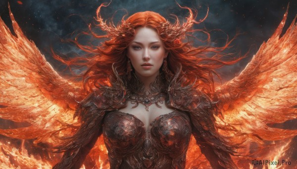 The serene presence of a female in a peaceful fiery dynamic scene