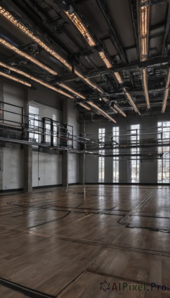 day,indoors,no humans,window,sunlight,scenery,reflection,science fiction,light rays,wooden floor,door,cable,sunbeam,ceiling,hallway,wire,ceiling light,reflective floor