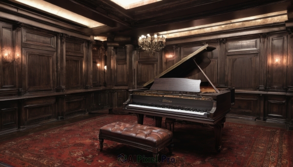 indoors,no humans,chair,table,instrument,scenery,wooden floor,stairs,piano,still life,carpet,ceiling light,rug,chandelier,grand piano,window,couch,door,music,candle,painting (object),fireplace