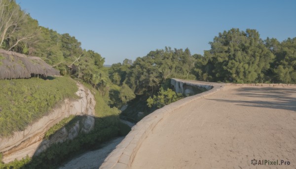 outdoors,sky,day,tree,blue sky,no humans,grass,plant,nature,scenery,forest,road,bush,path