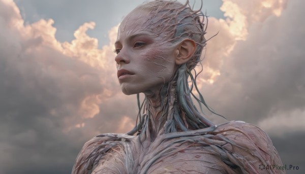 A alien portrayed in a refreshing sunset day