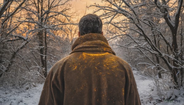 A male portrayed in a inviting snowy outdoors
