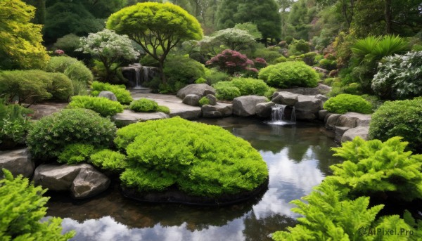 A vibrant waterfall captured in day