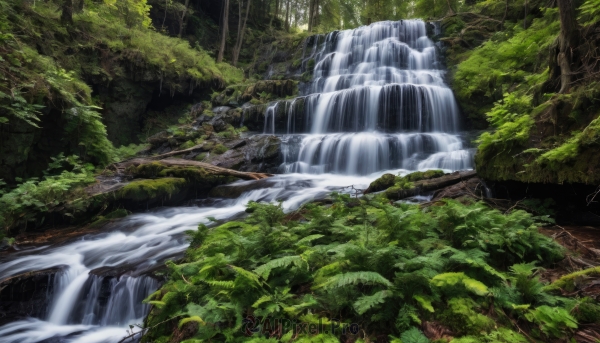 outdoors,day,signature,water,tree,no humans,sunlight,nature,scenery,forest,river,waterfall,moss,stream,plant,branch,landscape